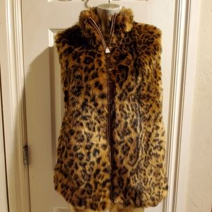 J CREW Faux Leopard Fur Women's Vest Medium